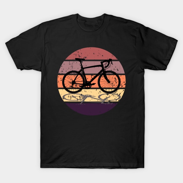 Road Bicycle - Black Road Bike with Shadow - Bicycling Gift - Distressed Look T-Shirt by RKP'sTees